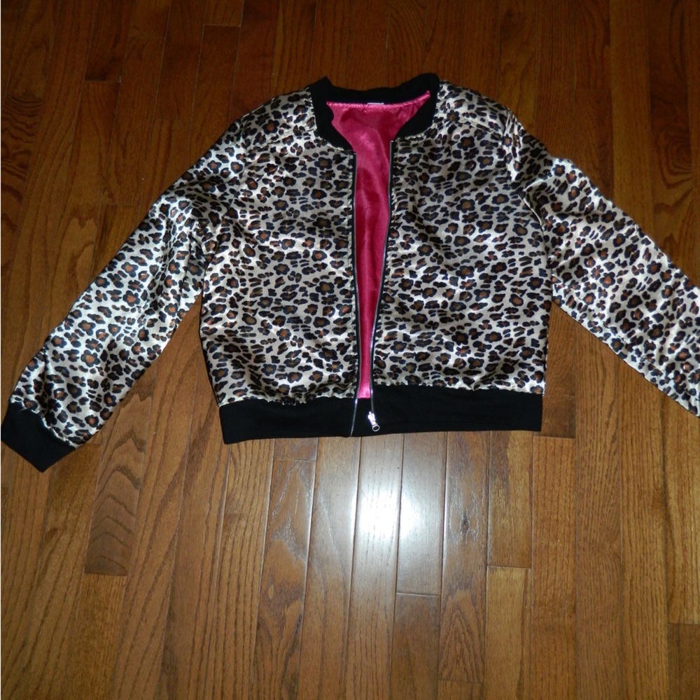 Leopard Print Kids Jacket with Pink Lining